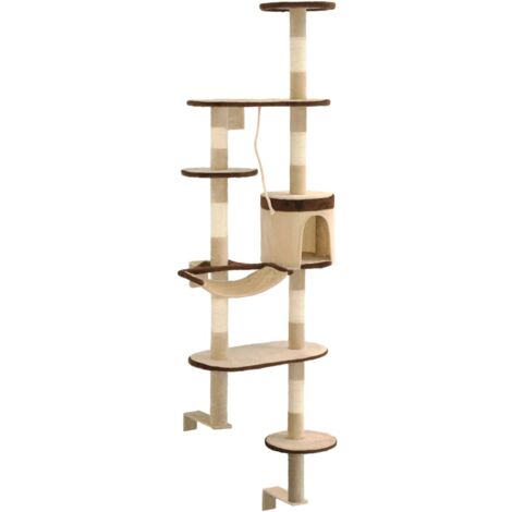 Cat Tree with Sisal Scratching Posts Wall Mounted 194 cm vidaXL