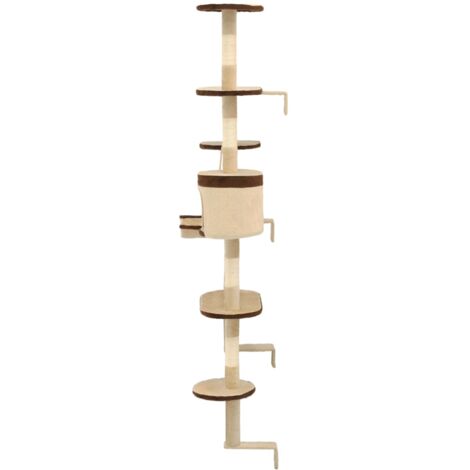 Cat Tree with Sisal Scratching Posts Wall Mounted 194 cm vidaXL