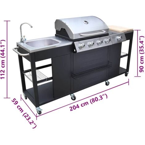 Outdoor Kitchen Barbecue Montana 4 Burners vidaXL