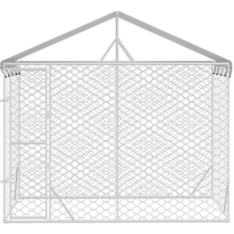Outdoor Dog Kennel with Roof Silver 3x1.5x2.5 m Galvanised Steel vidaXL