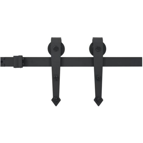 Sliding Door Hardware Kit 183 cm Steel Black vidaXL