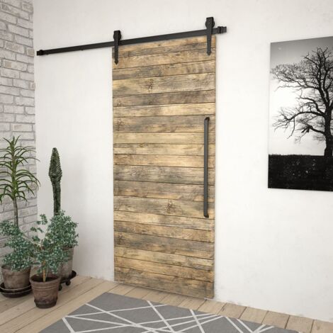 Sliding Door Hardware Kit 183 cm Steel Black vidaXL