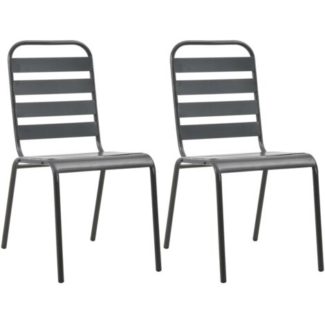 Outdoor Chair Set of 2 Dark Grey E-coated and powder-coated steel vidaXL (1/5)
