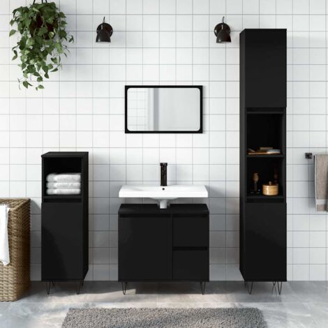 Bathroom Cabinet Black 65x33x60 cm Engineered Wood vidaXL