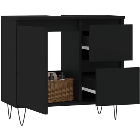 Bathroom Cabinet Black 65x33x60 cm Engineered Wood vidaXL