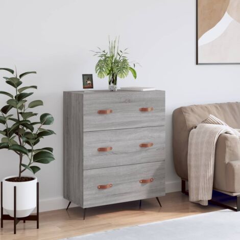 Chest of Drawers Grey Sonoma 69.5x34x90 cm Engineered Wood vidaXL (1/5)