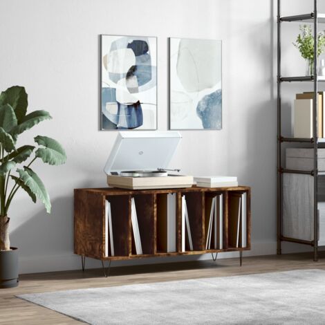 Record Cabinet Smoked Oak 100x38x48 cm Engineered Wood vidaXL (1/5)
