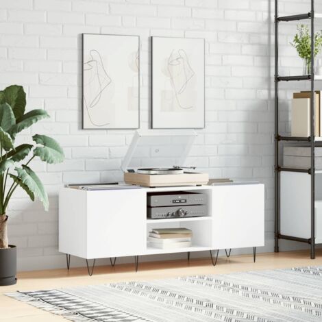 Record Cabinet White 121x38x48 cm Engineered Wood vidaXL (1/5)