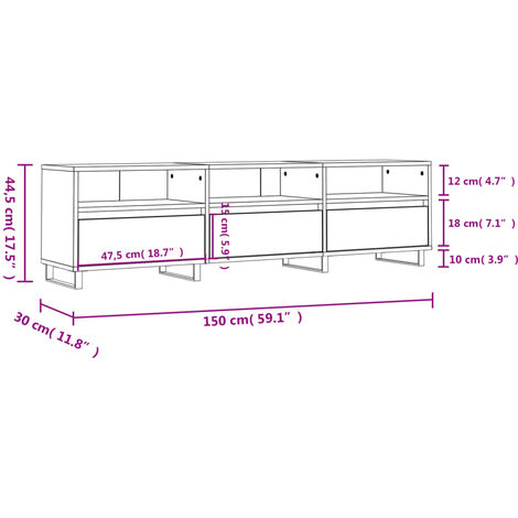 TV Cabinet White 150x30x44.5 cm Engineered Wood vidaXL