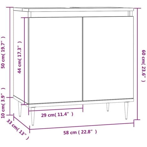Bathroom Cabinet High Gloss White 58x33x60 cm Engineered Wood vidaXL
