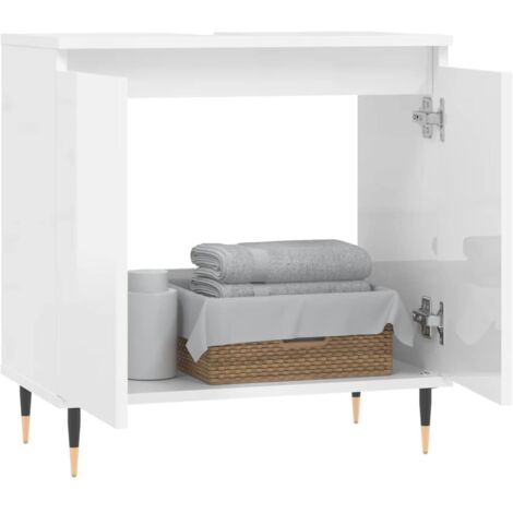 Bathroom Cabinet High Gloss White 58x33x60 cm Engineered Wood vidaXL