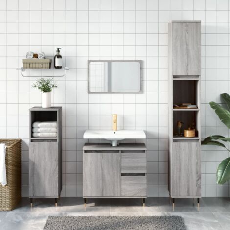 Bathroom Cabinet Grey Sonoma 30x30x190 cm Engineered Wood vidaXL (1/5)