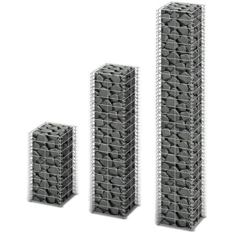 3 Piece Gabion Set Galvanised Wire vidaXL