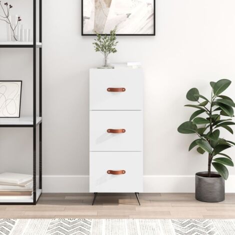 Sideboard High Gloss White 34.5x34x90 cm Engineered Wood vidaXL (1/5)