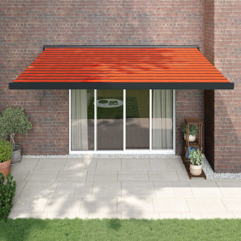 Retractable Awning Orange and Brown 4x3 m Fabric and Aluminium vidaXL