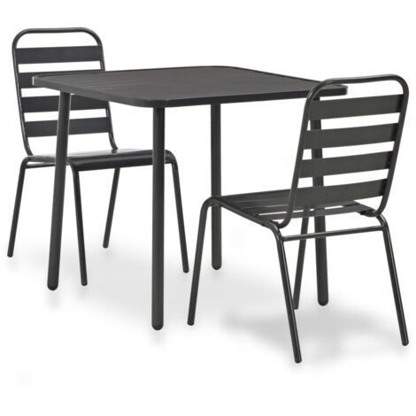 Bistro Set  Dark Grey  E-coated and powder-coated steel  Standard vidaXL (1/5)