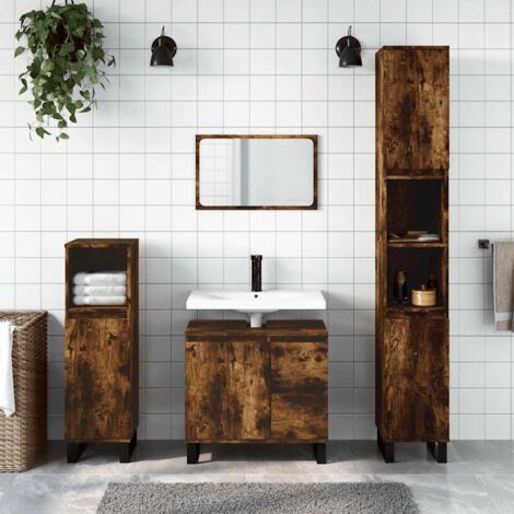 Bathroom Cabinet Smoked Oak 65x33x60 cm Engineered Wood vidaXL