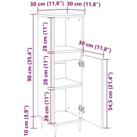 Bathroom Cabinet Concrete Grey 30x30x100 cm Engineered Wood vidaXL
