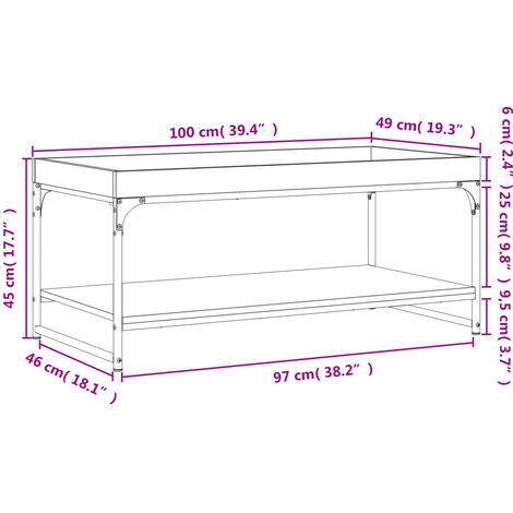 Coffee Table Sonoma Oak 100x49x45 cm Engineered Wood vidaXL