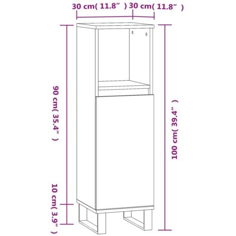 Bathroom Cabinet Smoked Oak 30x30x100 cm Engineered Wood vidaXL