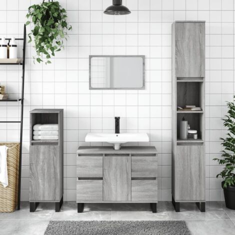 Bathroom Cabinet Grey Sonoma 30x30x100 cm Engineered Wood vidaXL