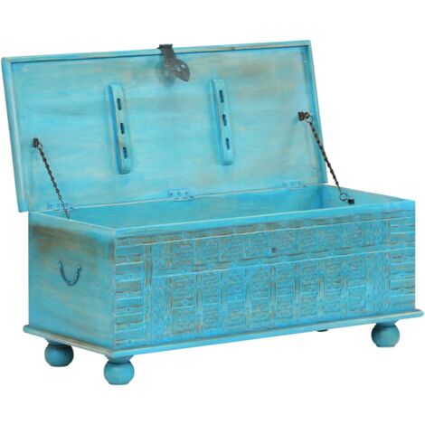 Storage Chest Solid Mango Wood Blue 100x40x41 cm vidaXL