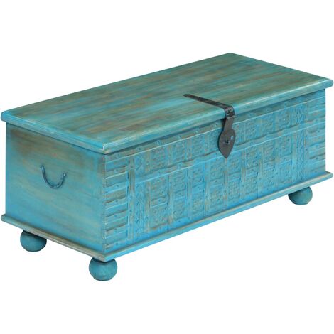 Storage Chest Solid Mango Wood Blue 100x40x41 cm vidaXL
