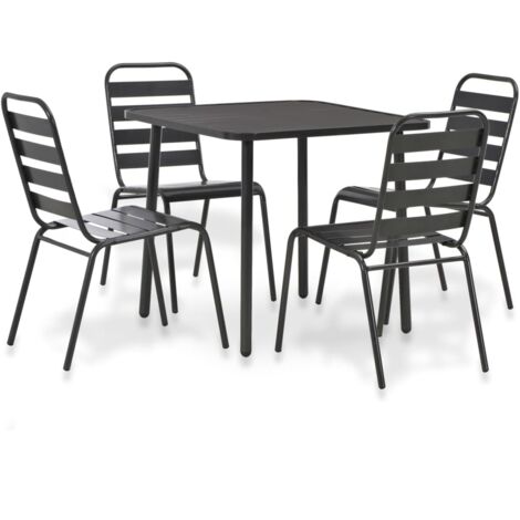 5 Piece Outdoor Dining Set Steel Dark Grey vidaXL (1/5)