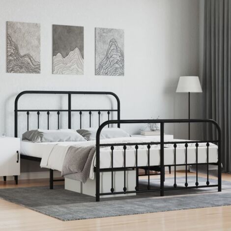Bed Frame Black Bed Frame Metal Bed Frame Double Bed Black Bed vidaXL (1/5)