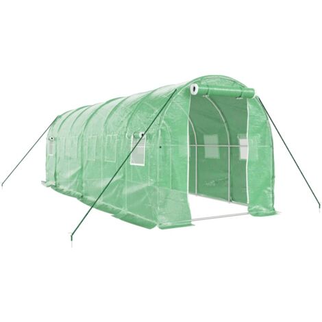 Greenhouse with Steel Frame Green 12 m² 6x2x2 m vidaXL