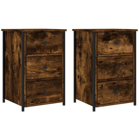 Bedside Cabinets 2 pcs Smoked Oak 40x36x60 cm Engineered Wood vidaXL