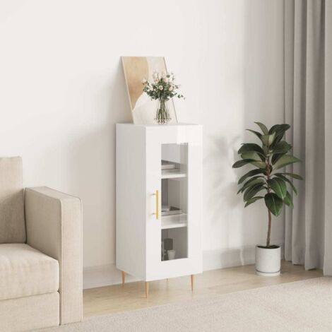 Sideboard High Gloss White 34.5x34x90 cm Engineered Wood vidaXL (1/5)