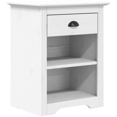 Bedside Cabinet BODO White 53x38.5x66 cm Solid Wood Pine vidaXL (1/5)