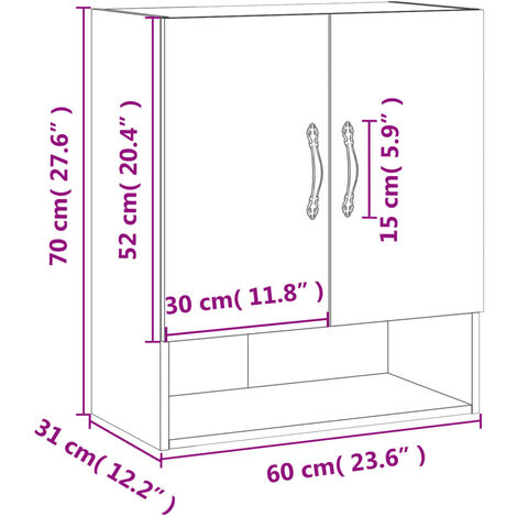 Wall Cabinet Grey Sonoma 60x31x70 cm Engineered Wood vidaXL