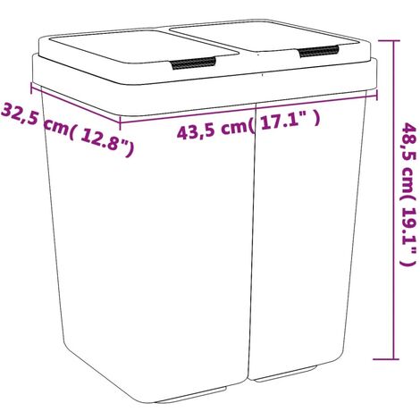Dual Bin White 2x25 L vidaXL