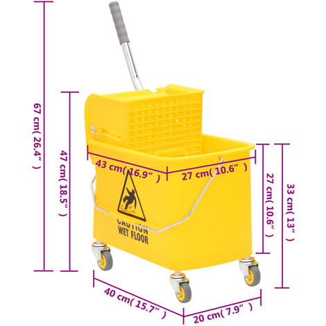 Professional Quality Kentucky 20L Double Mop Bucket and Wringer With Wheels