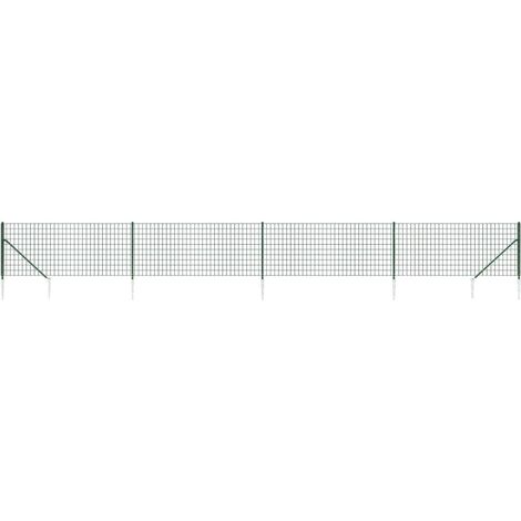 Wire Mesh Fence with Spike Anchors Green 0.8x10 m vidaXL