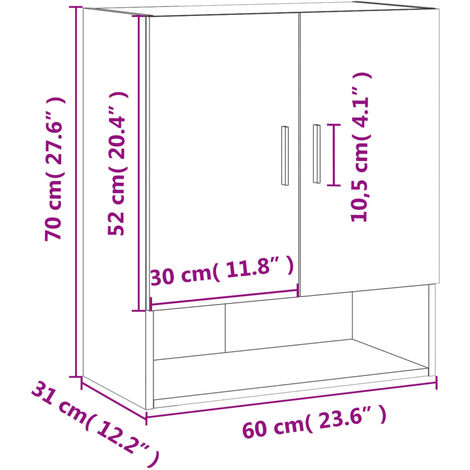 Wall Cabinet Smoked Oak 60x31x70 cm Engineered Wood vidaXL