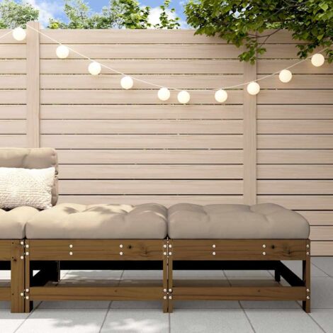 Garden Footstools with Cushions 2pcs Honey Brown Solid Wood Pine vidaXL