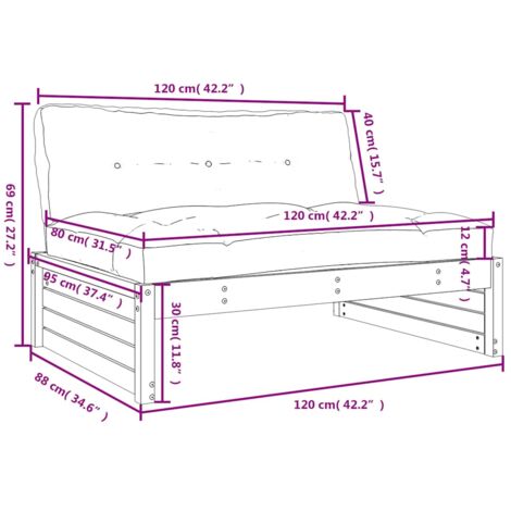 Middle Sofa White 120x80 cm Solid Wood Pine vidaXL