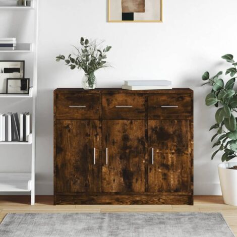 Sideboard Smoked Oak 91x28x75 cm Engineered Wood vidaXL
