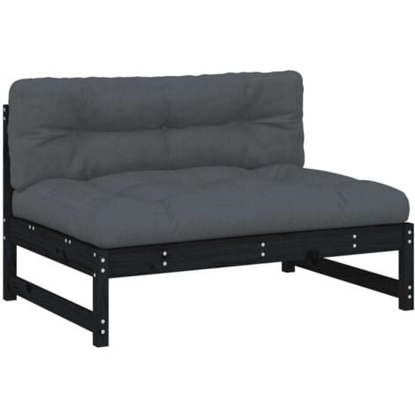 Middle Sofa Black 120x80 cm Solid Wood Pine vidaXL