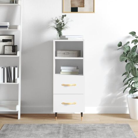 Sideboard High Gloss White 34.5x34x90 cm Engineered Wood vidaXL (1/5)