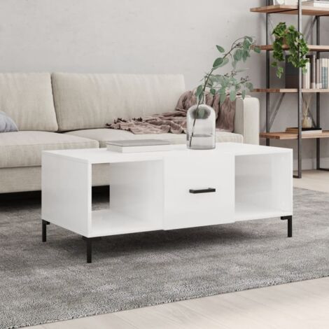Coffee Table High Gloss White 102x50x40 cm Engineered Wood vidaXL
