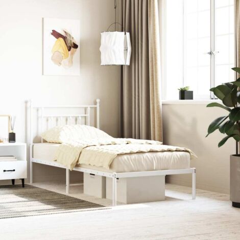 Metal Bed Frame without Mattress with Headboard White 80x200cm vidaXL (1/5)
