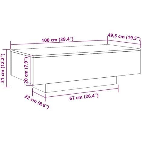 Coffee Table Black 100x49.5x31 cm Engineered Wood vidaXL