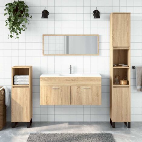 Bathroom Cabinet with Mirror Sonoma Oak Engineered Wood vidaXL