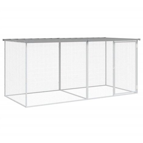 Chicken Cage with Roof Light Grey 203x98x90 cm Galvanised Steel vidaXL