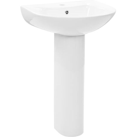 Freestanding Basin with Pedestal Ceramic White 520x440x190 mm vidaXL