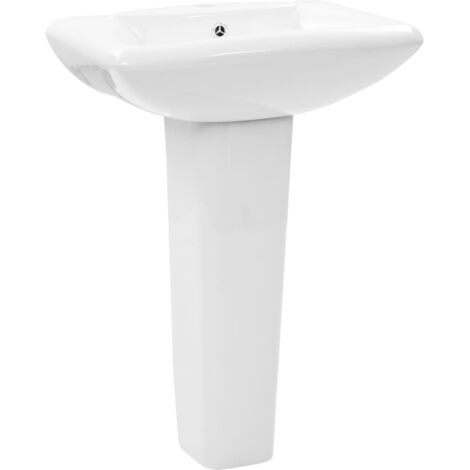 Freestanding Basin with Pedestal Ceramic White 580x470x200 mm vidaXL